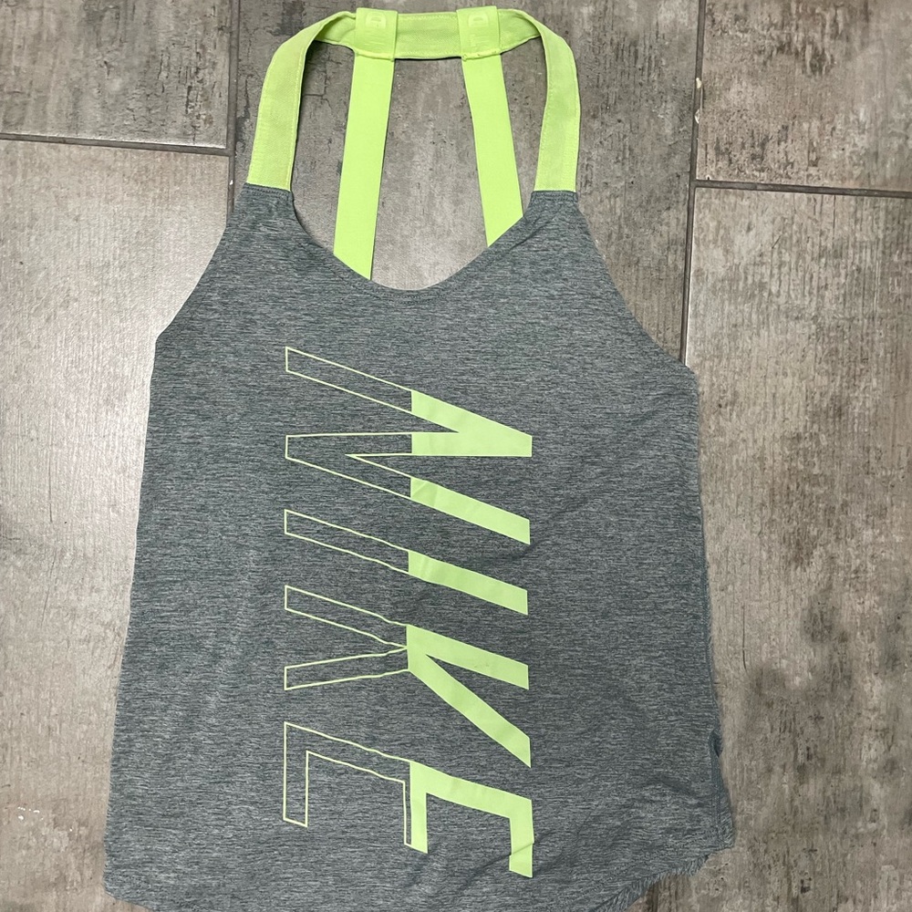Nike Women's Tank Top in Gray and Neon Yellow